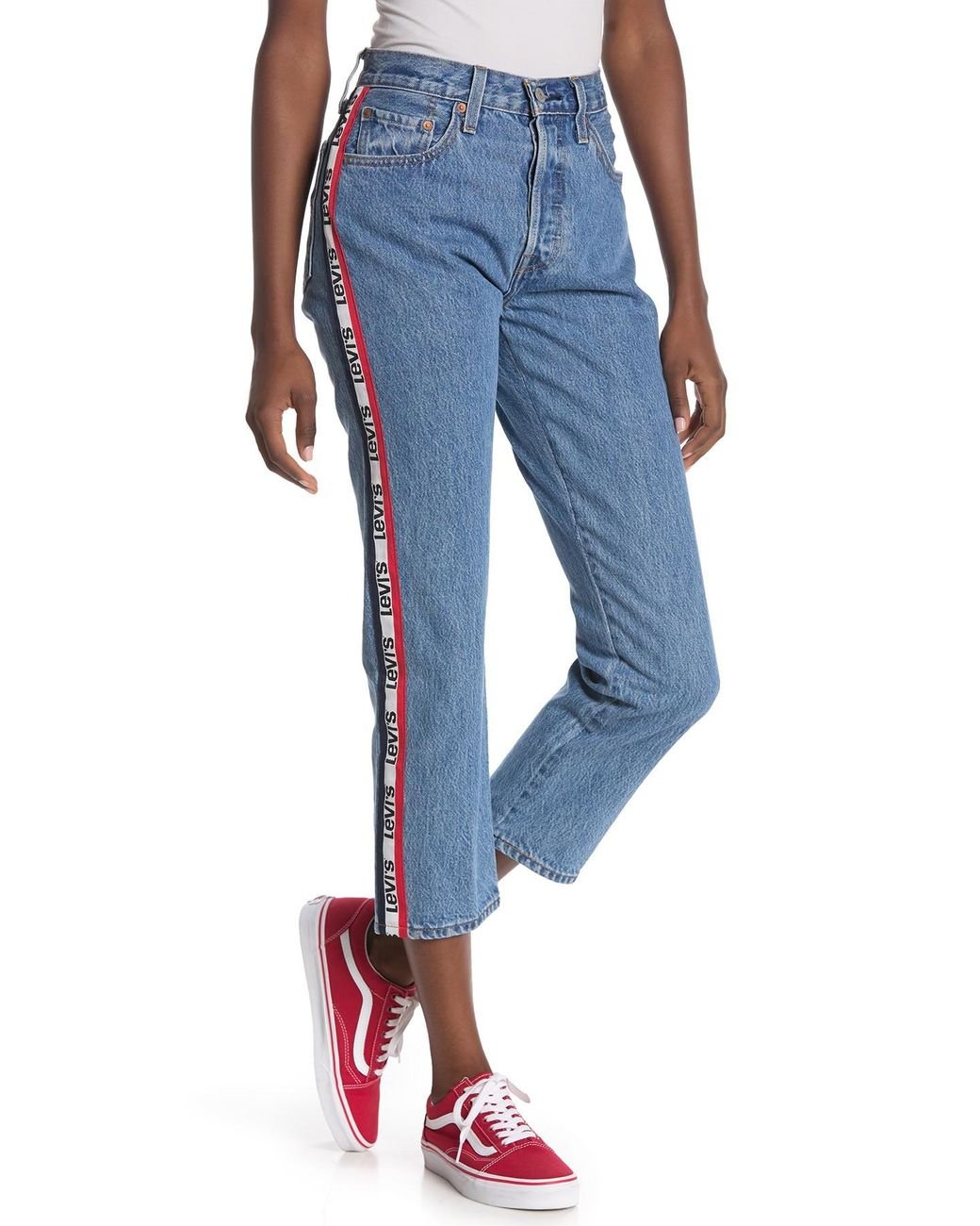 Levi's Denim 201 Side Stripe Straight Leg Jeans in Blue | Lyst