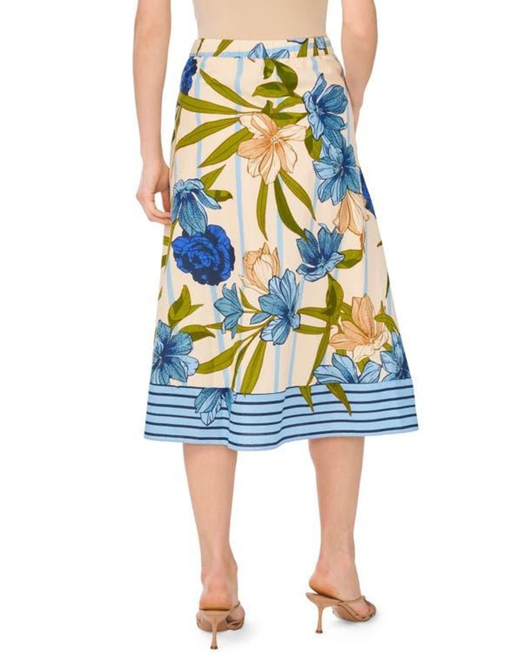 Halogen® Blue Border Full Maxi Skirt