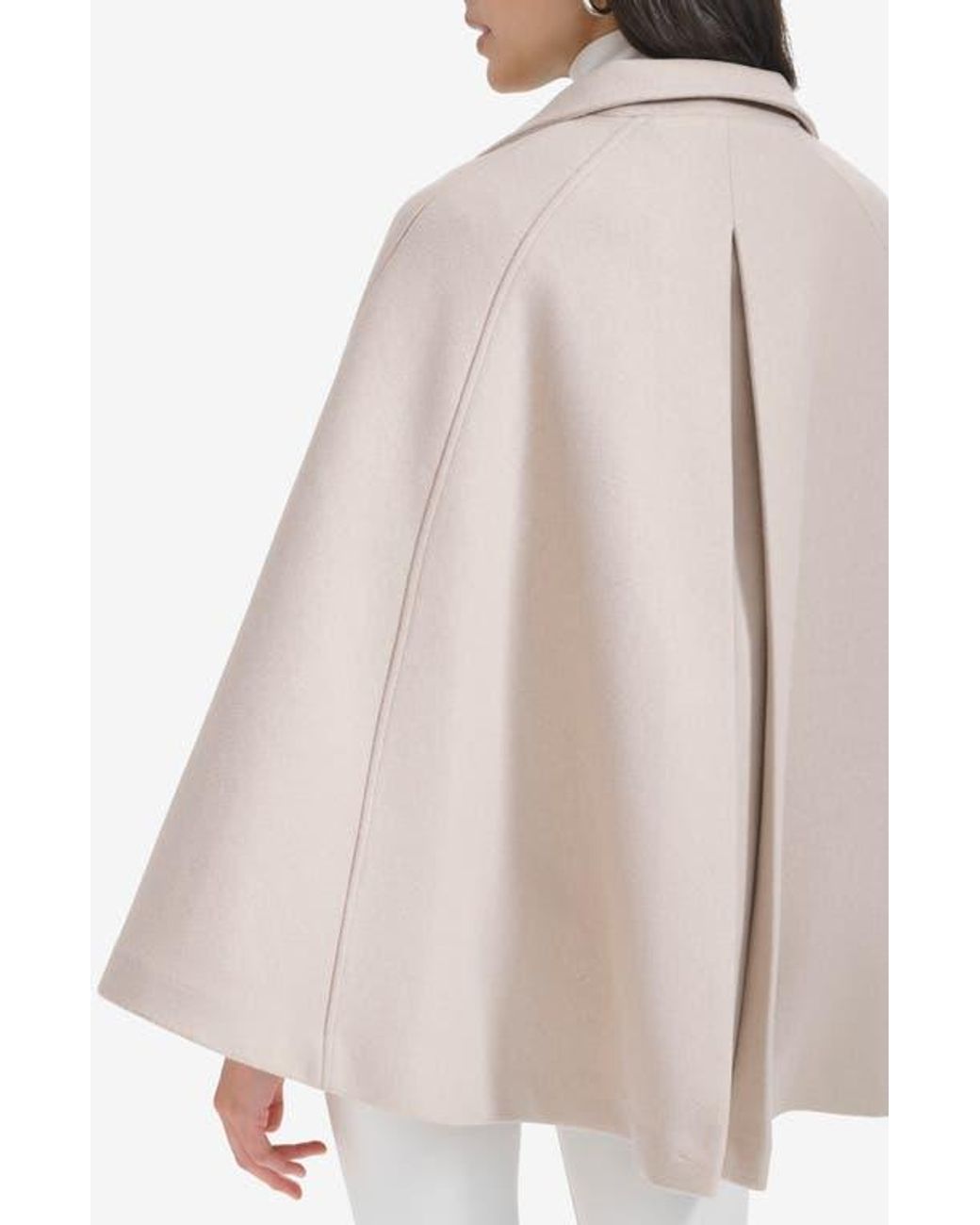 Calvin Klein Calvin Klein Belted Faux Wool Cape in Natural Lyst