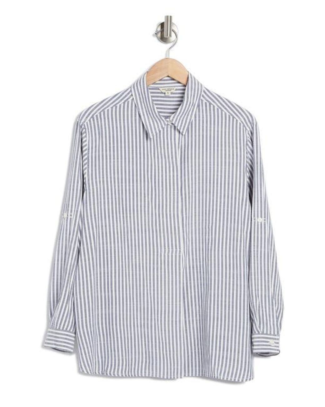 Max Studio Gray Stripe Popover Tunic