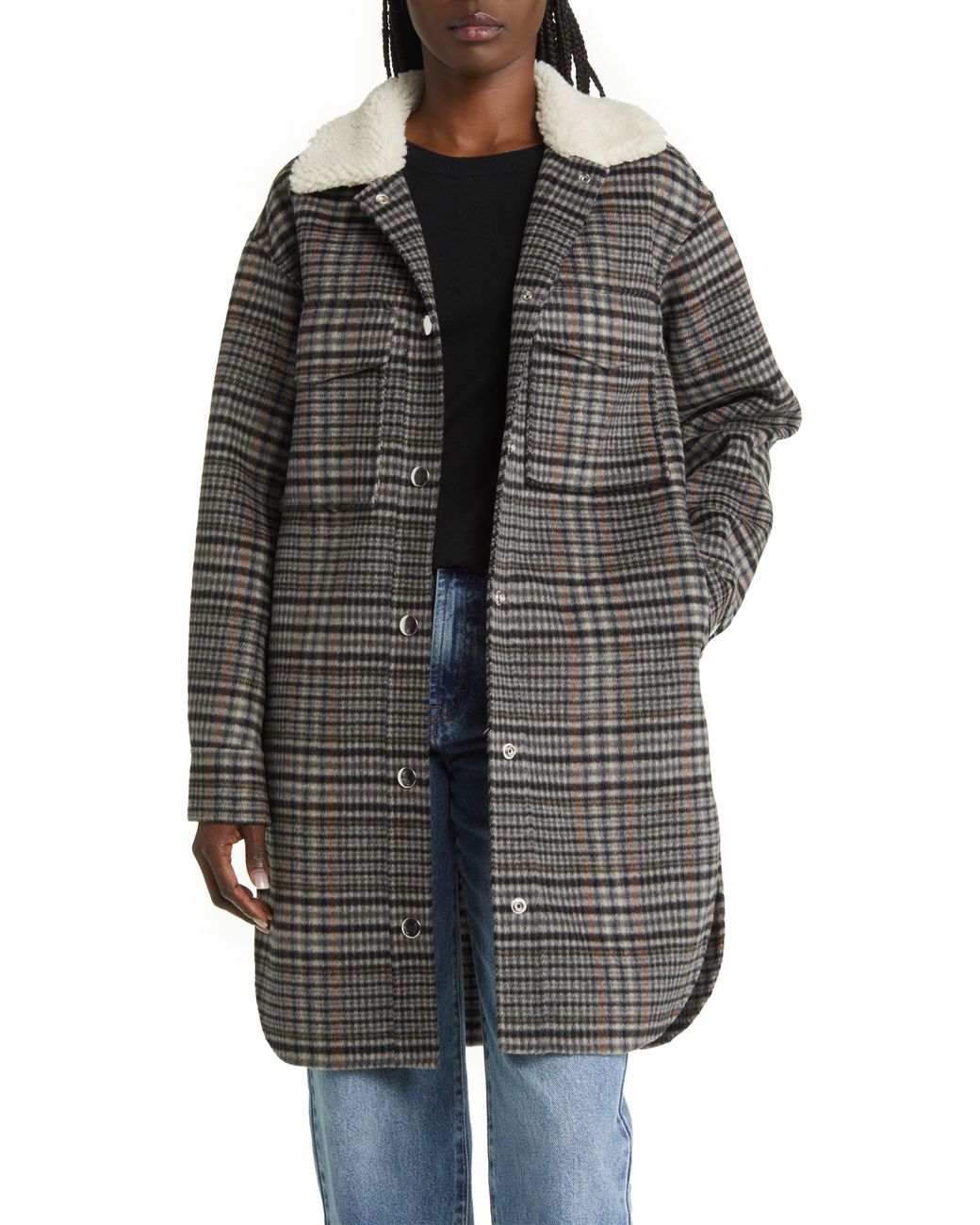 Rails Jaro Plaid Oversized Wool Blend Jacket In Onyx Taupe Pink At