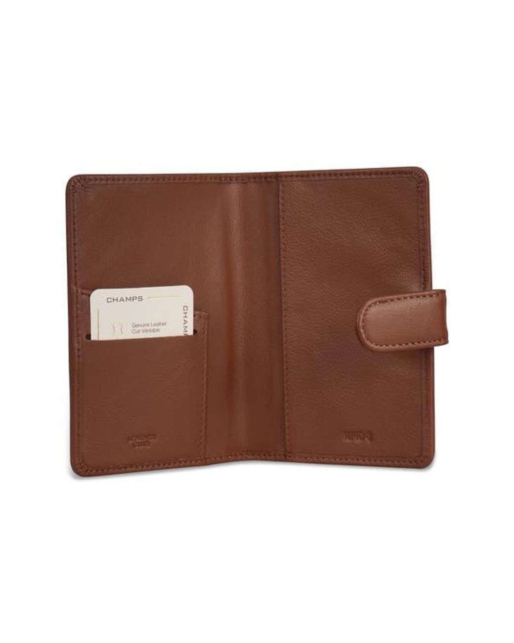 CHAMPS Brown Leather Passport Case for men