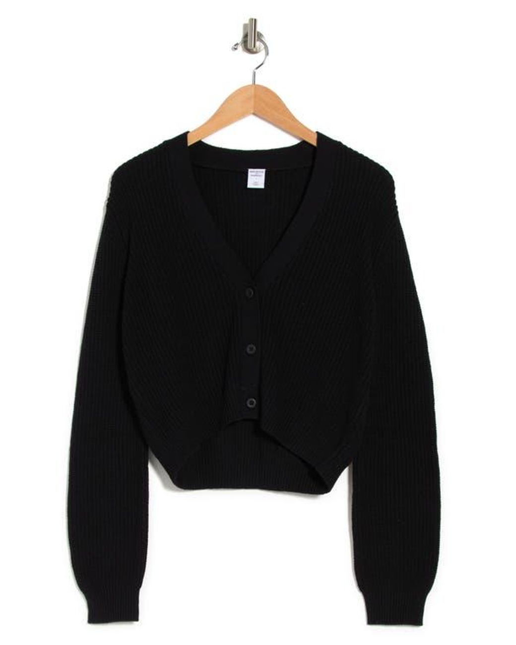 Melrose and Market Button Up Cropped Knit Cardigan in Black Lyst