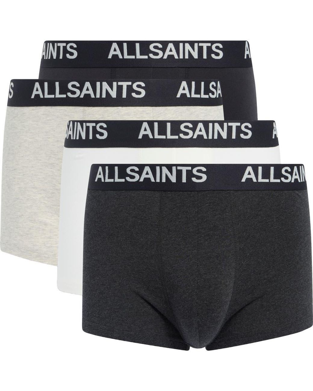 AllSaints Black 4-Pack Trunks for men