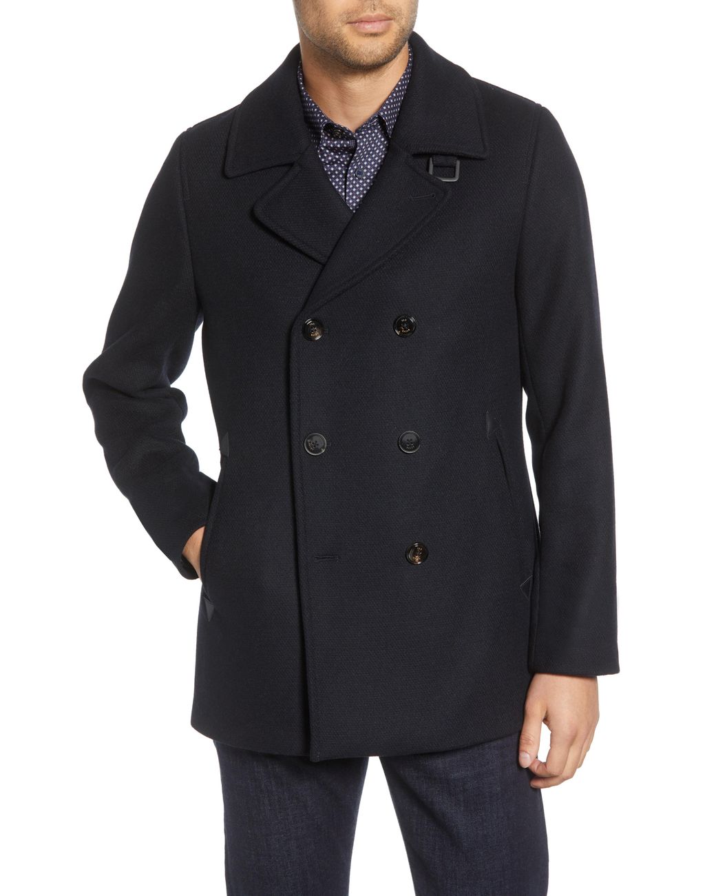 Ted Baker Westun Double-breasted Wool-blend Coat in Blue for Men | Lyst