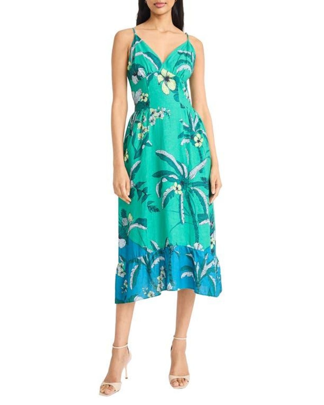strapless open back dress Donna Morgan For Maggy London Raye Leaf Print Maxi Dress – Deja Nu Tx main image 0