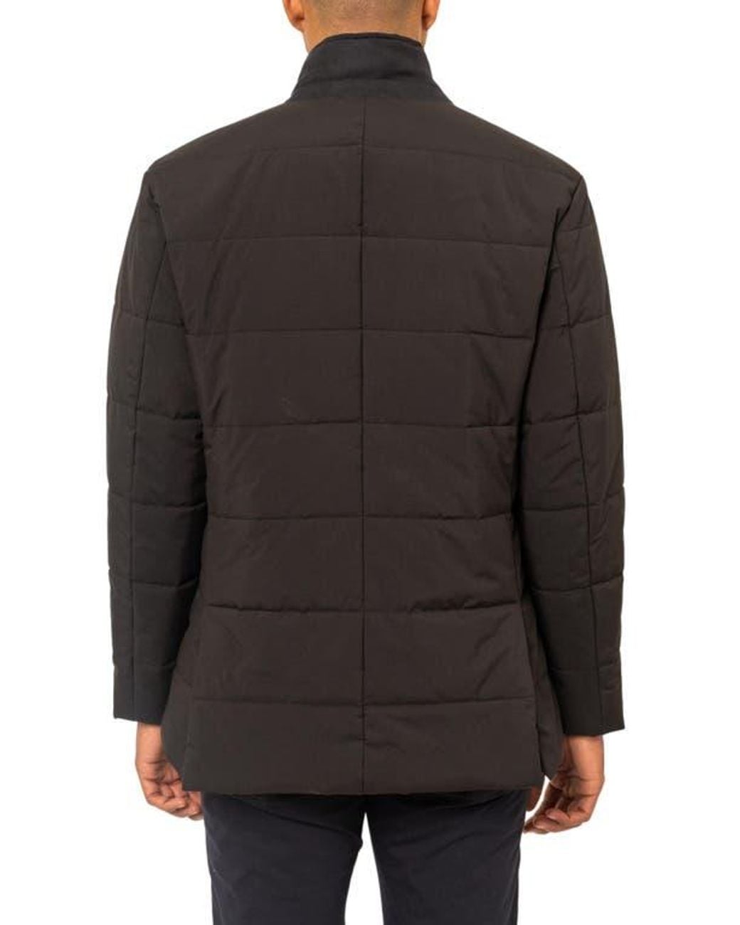 PINOPORTE Black Quilted Button-Front Jacket for men