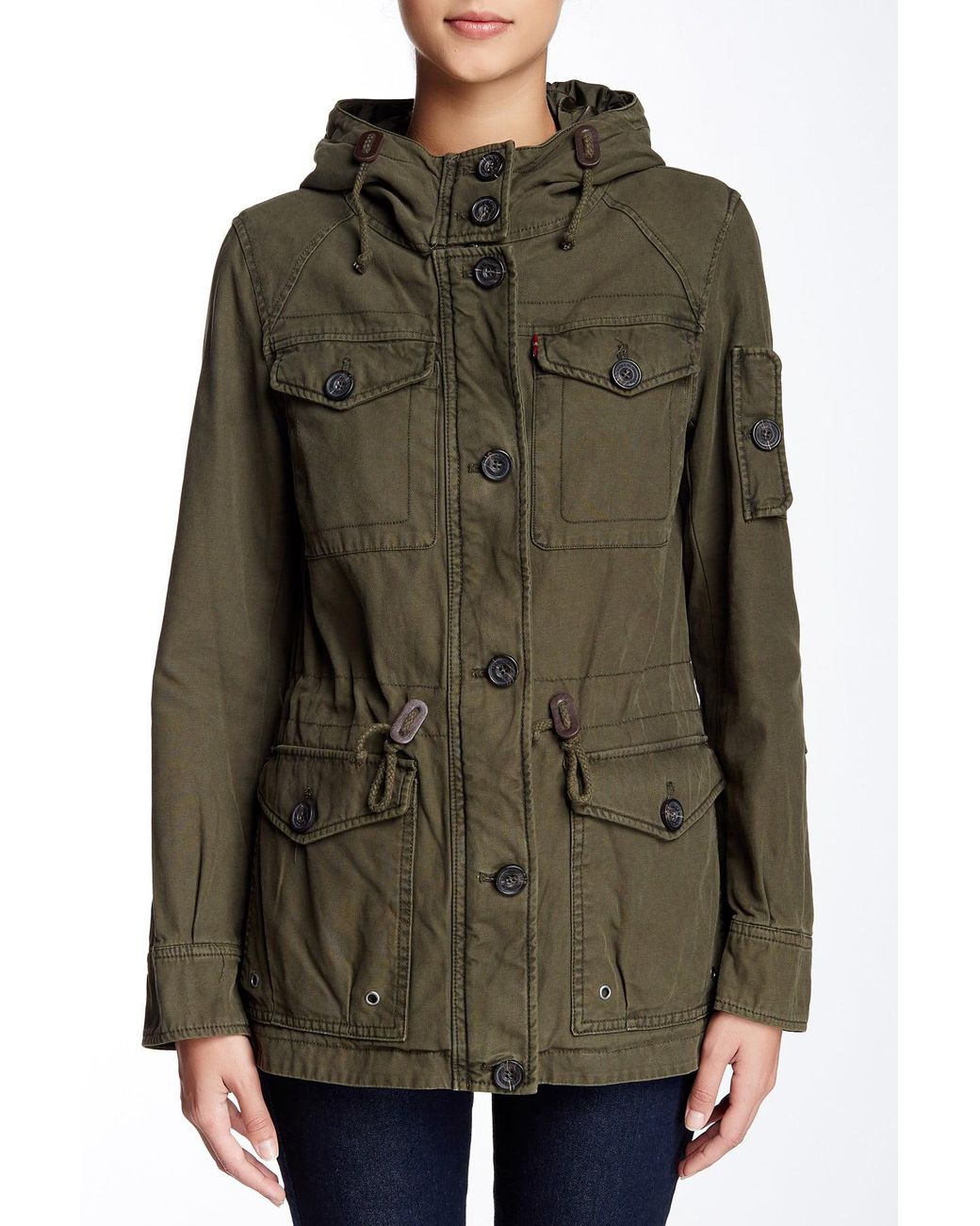 Levi's Cotton Hooded Military Jacket in 