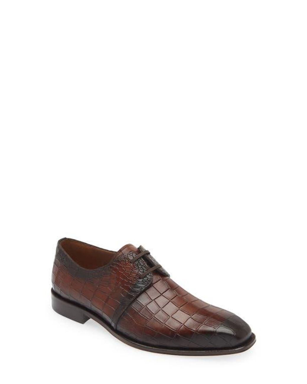 Mezlan Brown Croc Embossed Derby for men