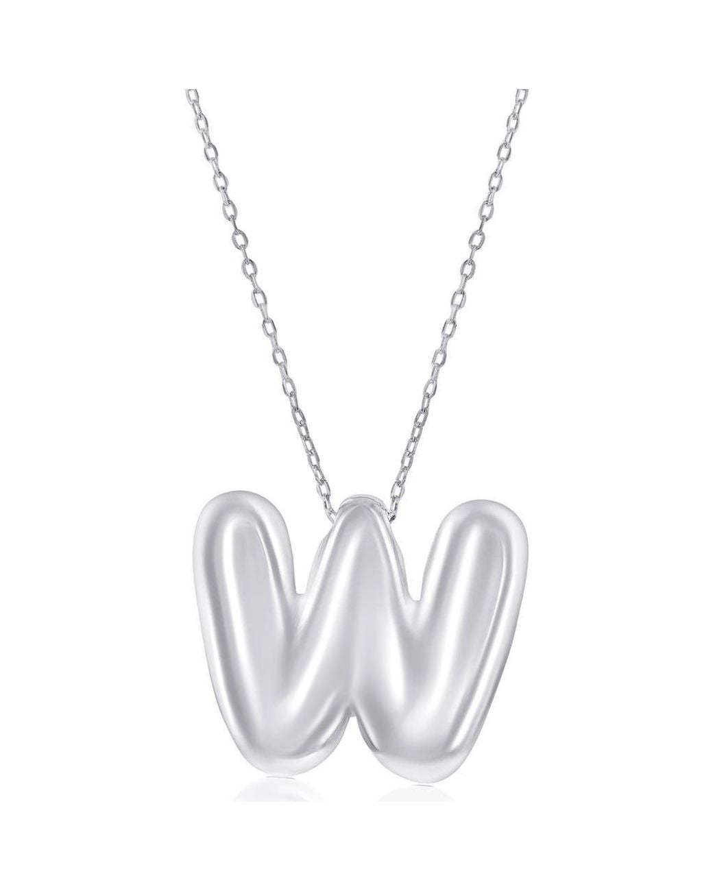 Simona White Bubble Initial Pendant Necklace