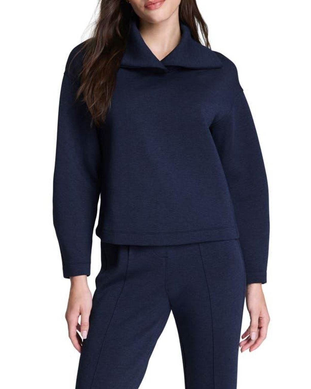Spanx Blue Airessentials Brushed Collar Sweatshirt