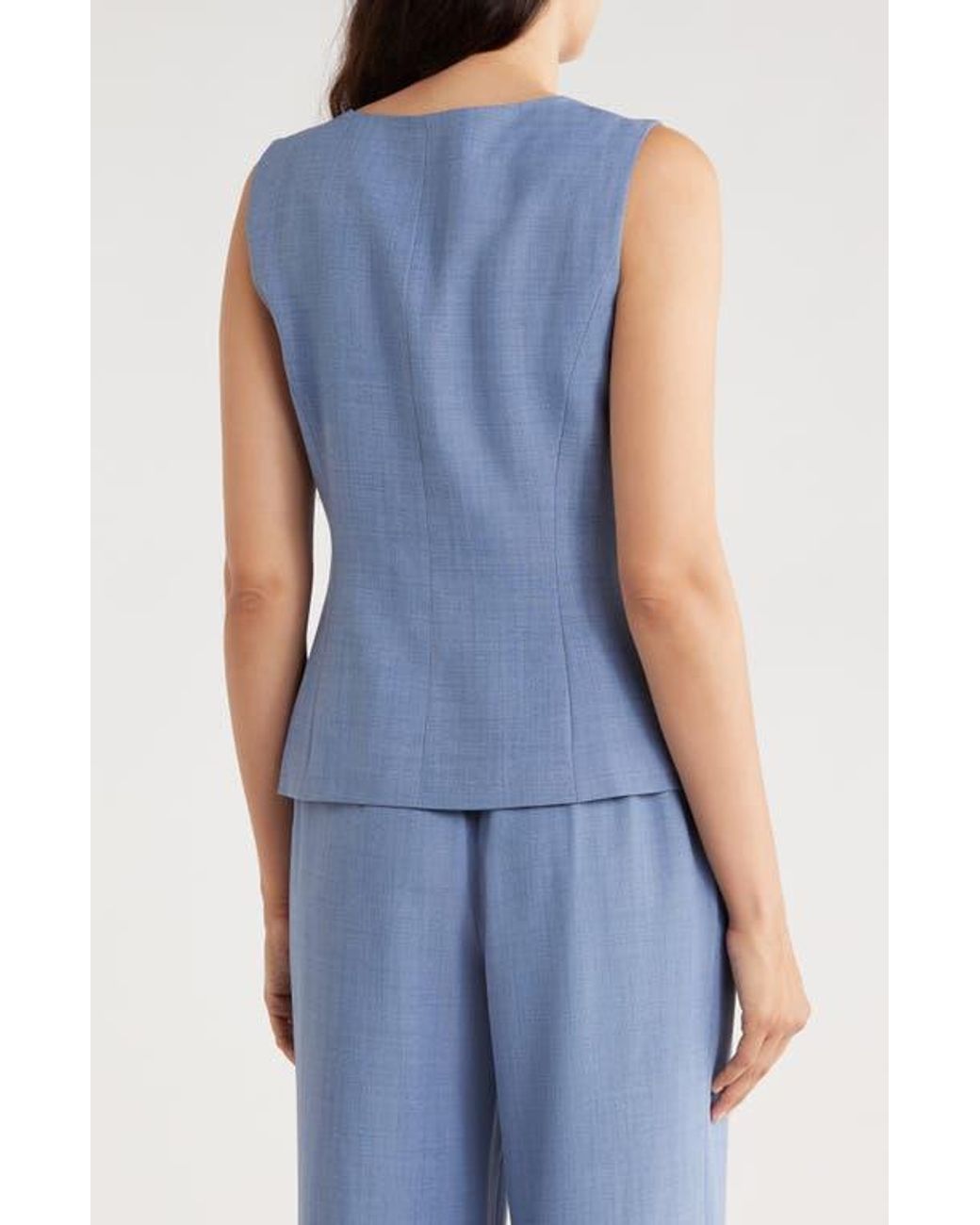 Gemma Jane Blue Hammered Button-Up Vest