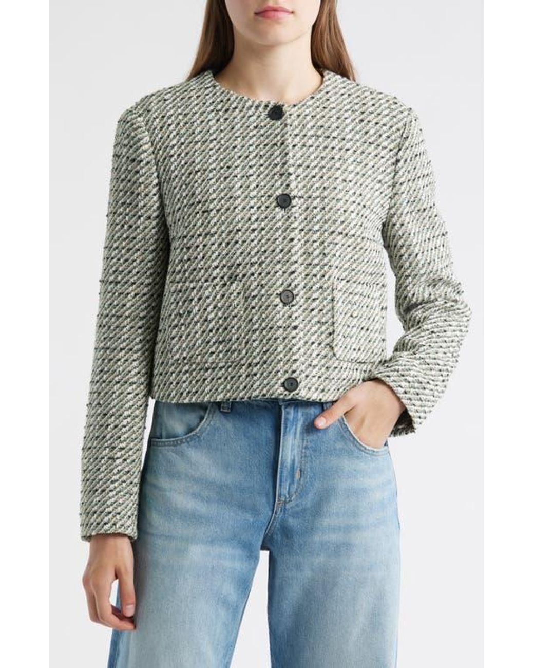 Boss Gray Tweed Crop Jacket
