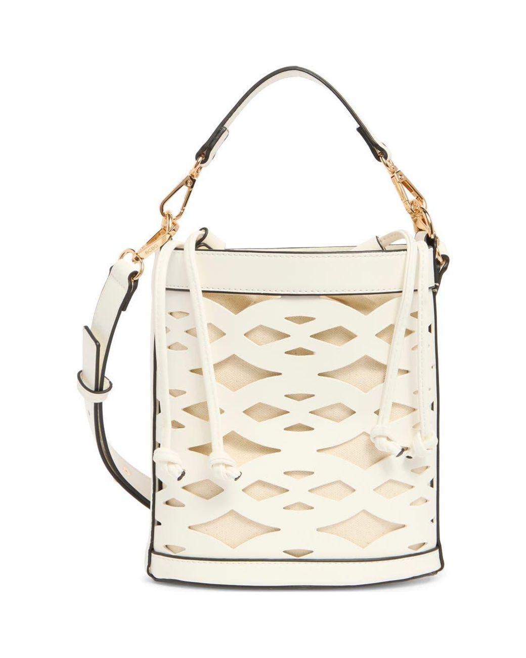 期間限定・お買い得商品: |産地直送 BCBGMAXAZRIA Lyst | White in Bag Bucket Cut Laser Woven バッグ