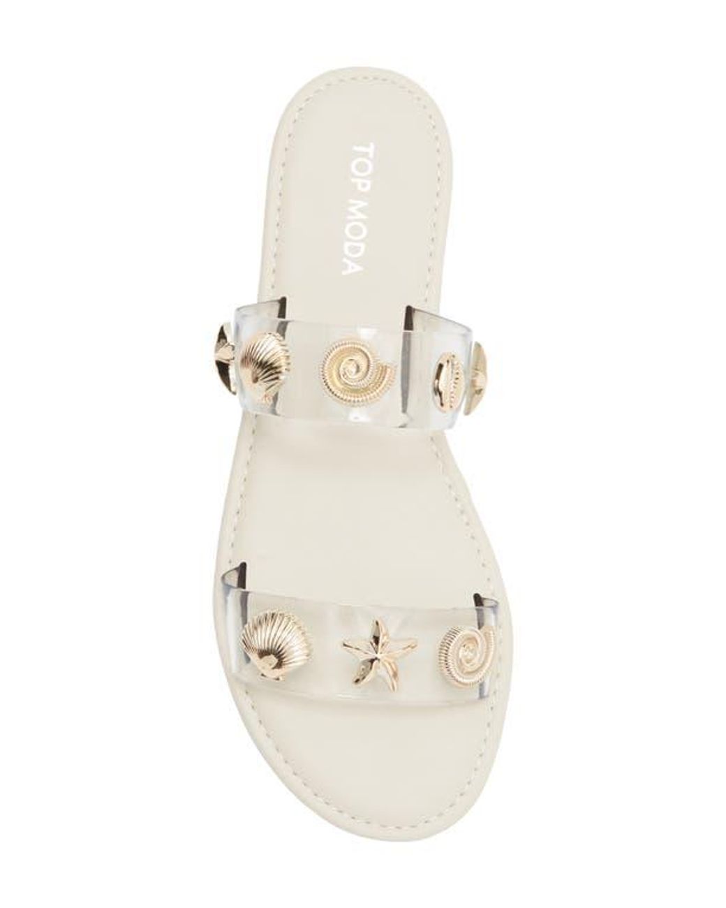 Top Moda White Aria Double Strap Slide Sandal