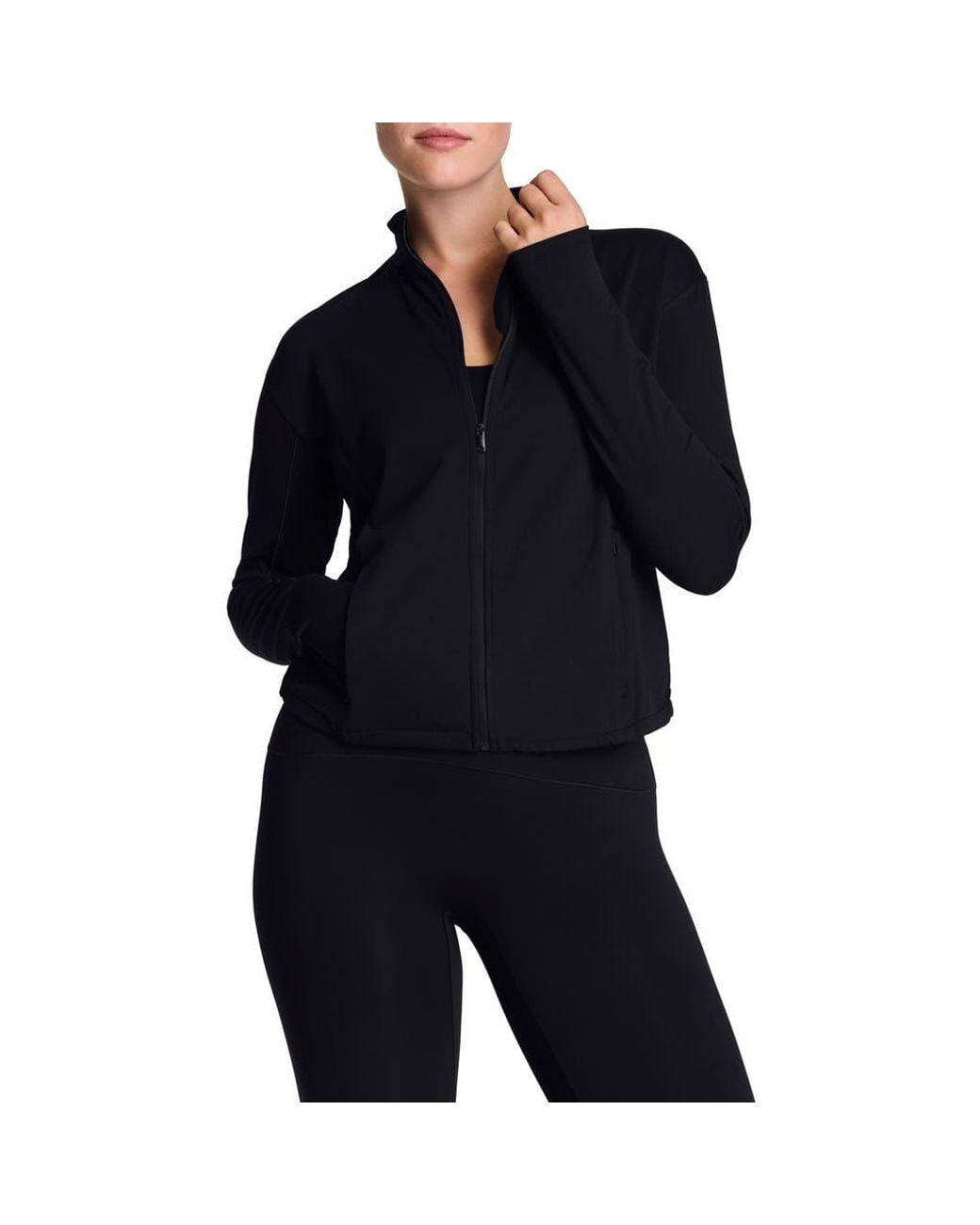 Spanx Black Brushed Full Zip Jacket