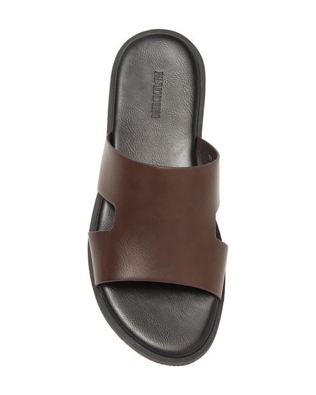 Madden Brown Cutout Vamp Slide Sandals for men