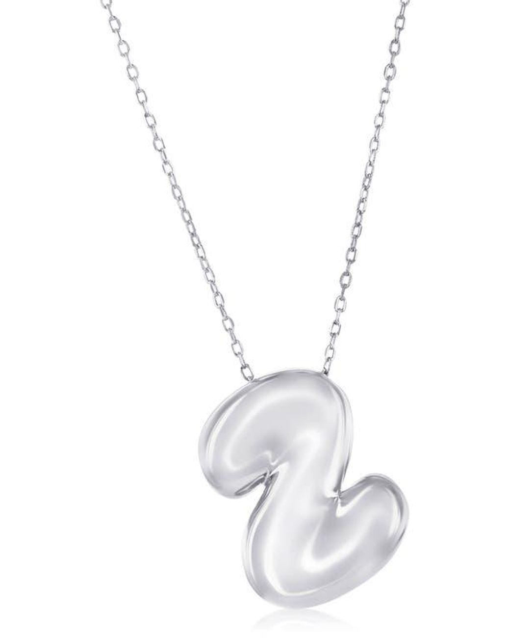 Simona White Bubble Initial Pendant Necklace