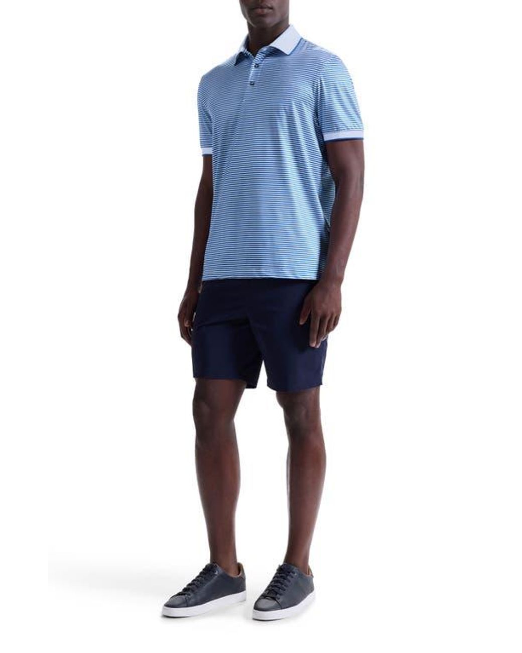 Bugatchi Blue Three-Button Performance Polo for men