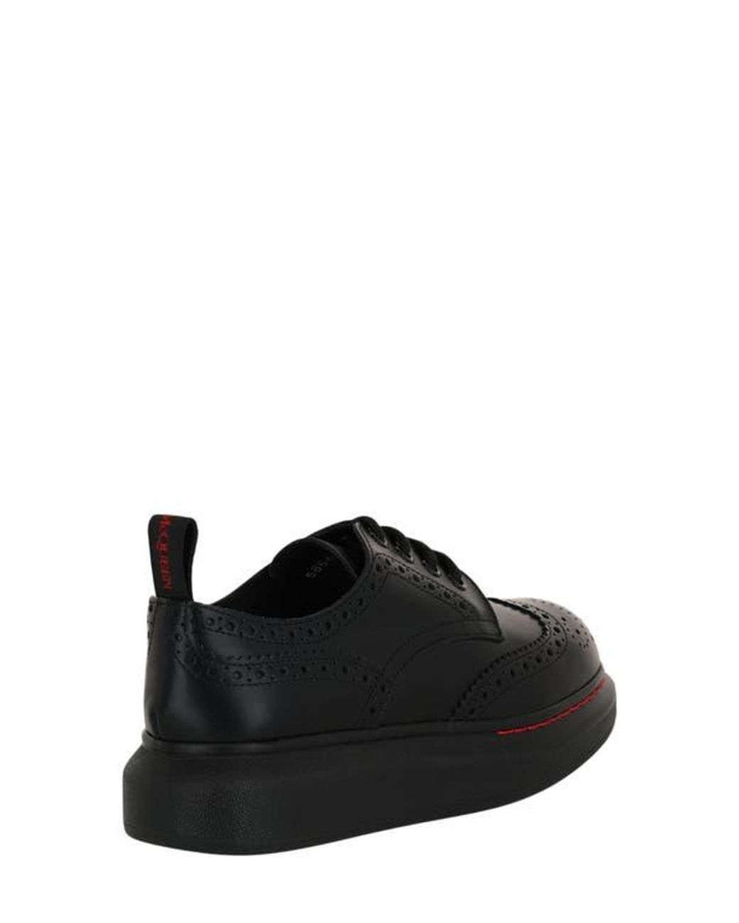 McQueen Black Liquid Brogue Derby