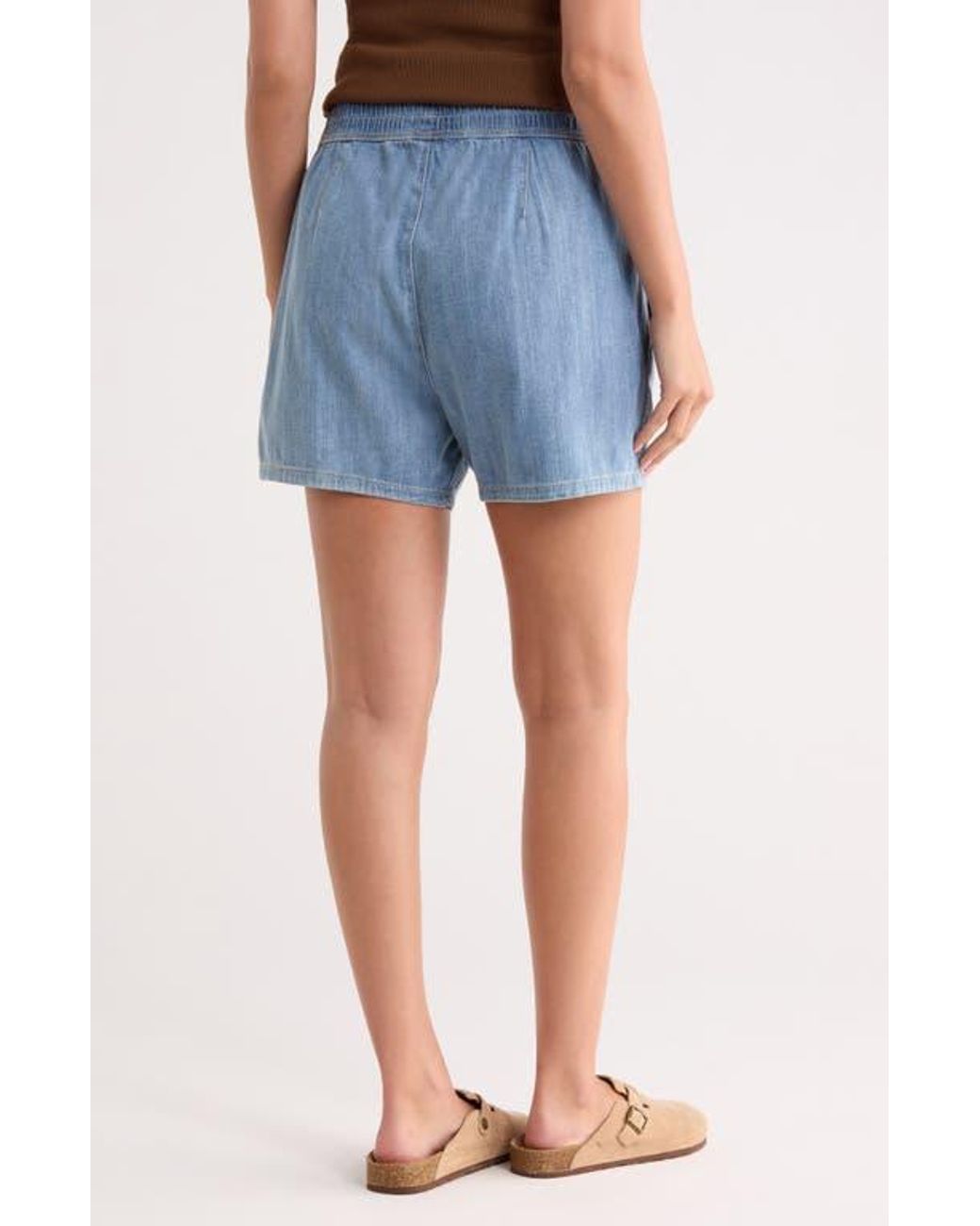 James Perse Blue Drawstring Denim Shorts