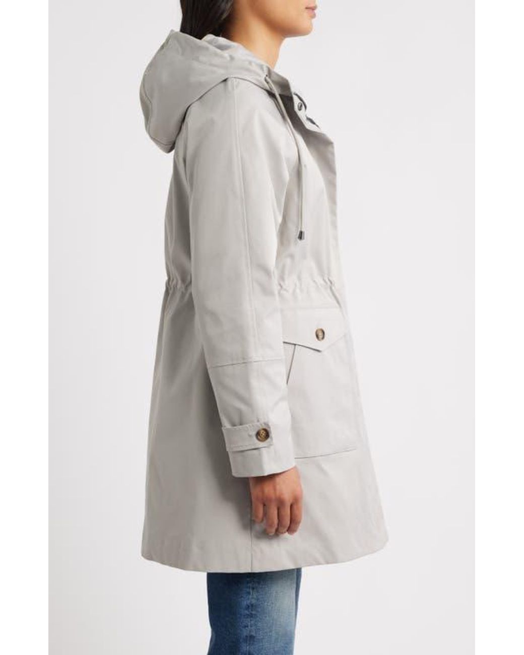 Bernardo Gray Hooded Raincoat