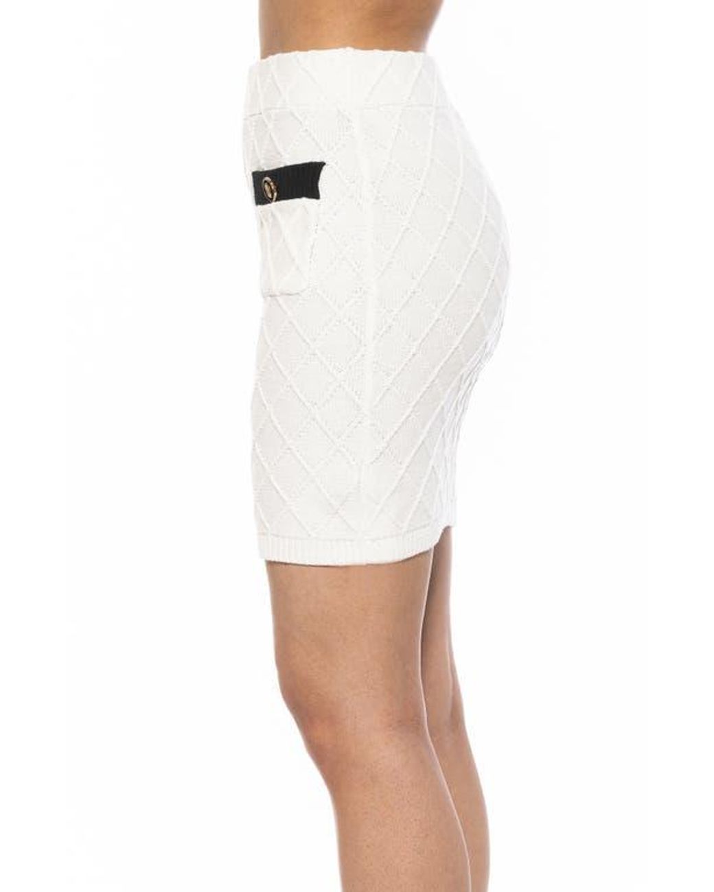 Alexia Admor White Pattern Knit Miniskirt