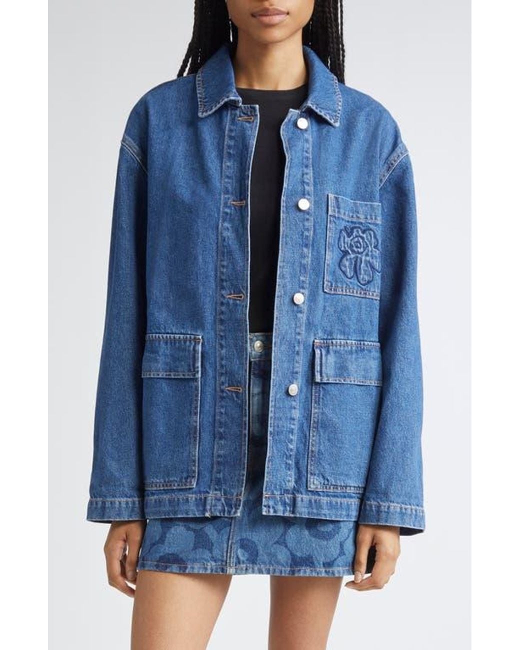 Marimekko Maridenim Poweri Unikko Denim Jacket in Blue | Lyst