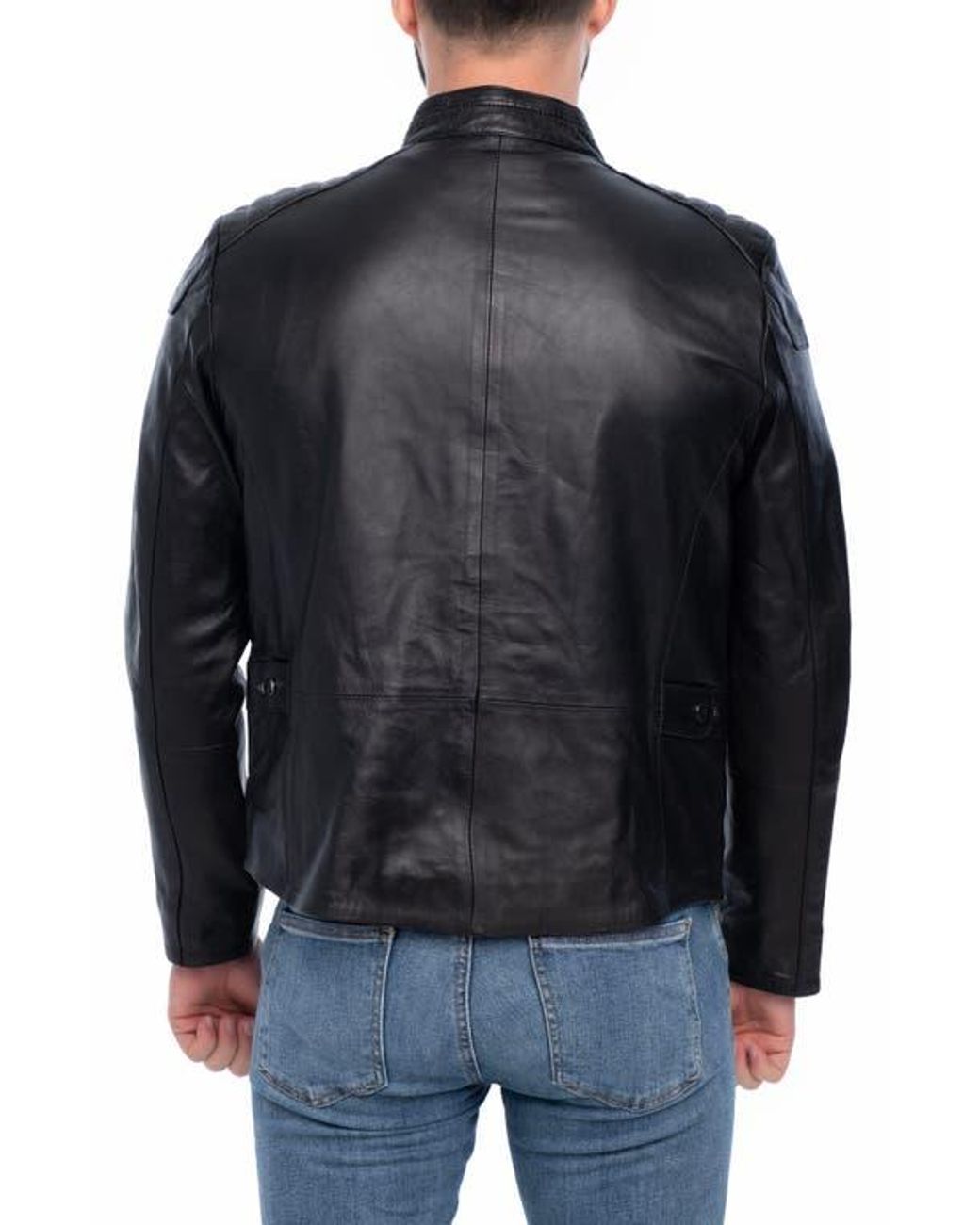 VELLAPAIS Black Lanier Leather Jacket for men