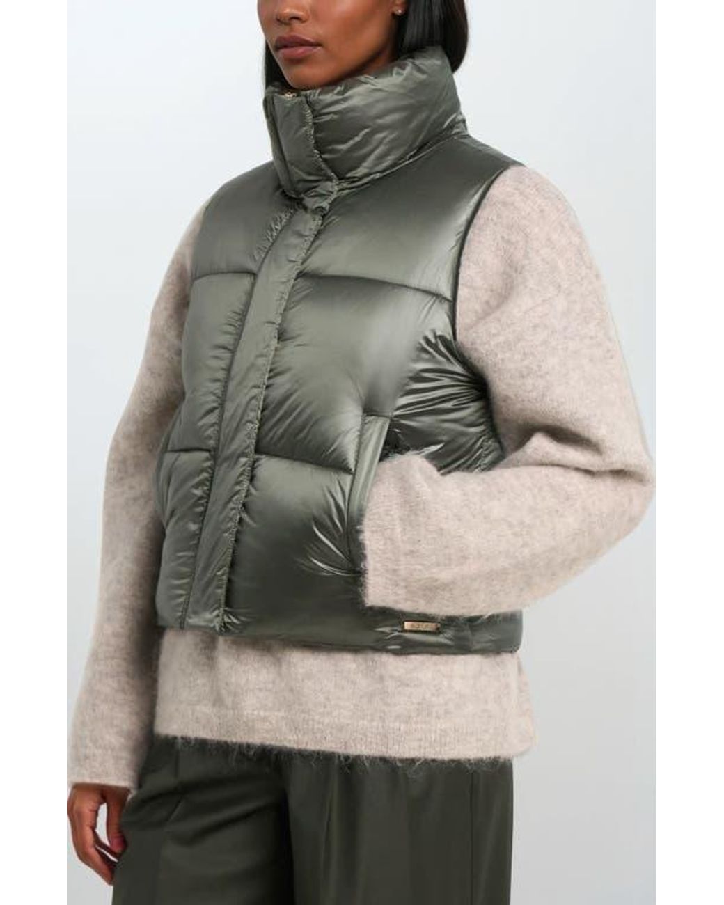 Noize Gray Cropped Puffer Vest