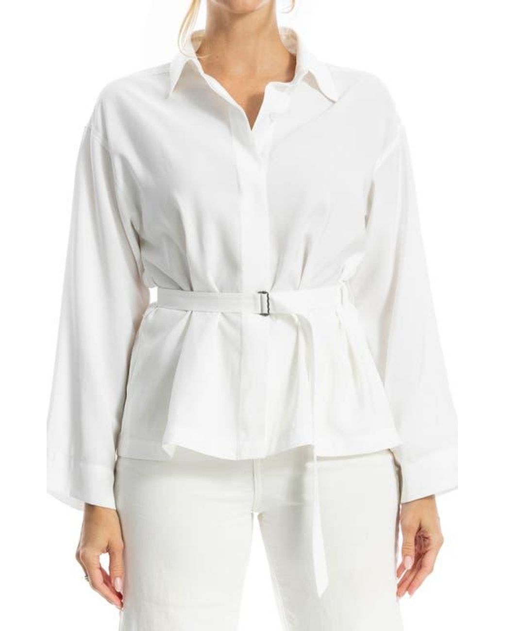 Max Studio White Belted Shirt