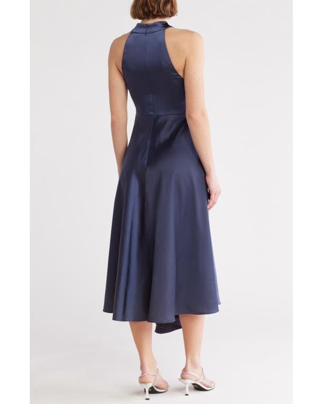 Ted Baker Renon Halter Neck Satin Dress in Blue | Lyst