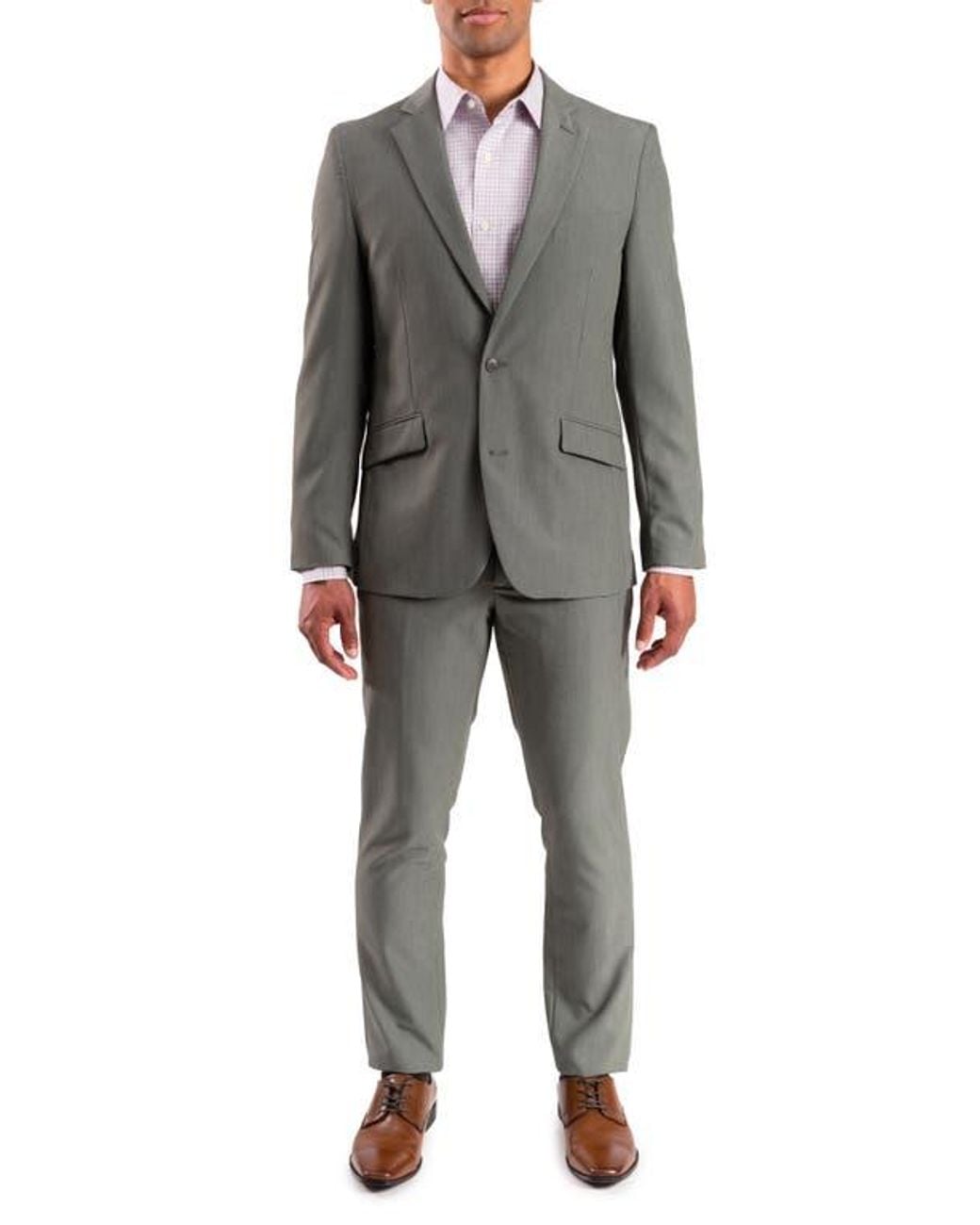 Savile Row Gray Bi-Stretch Solid 2-Piece Suit for men