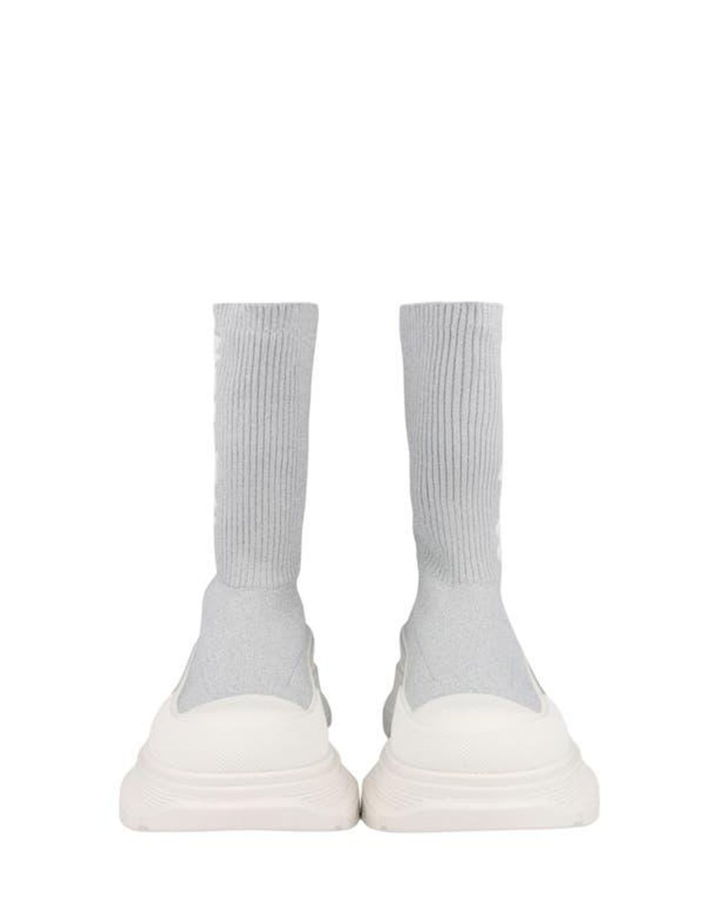 McQueen White Ribbed Tread Sock Bootie