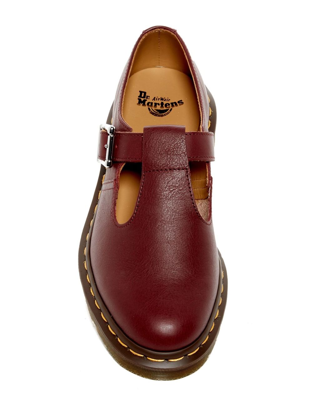 Dr. Martens Elphie Mary Jane - Zapatos Planos Mujer Cuero Rojo Cereza 43 EU