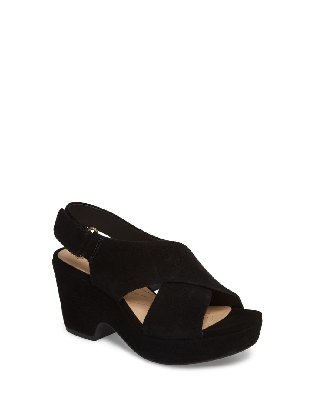 Clarks Maritsa Lara Suede Sandals In Black Wide Fit Size 8 | Lyst