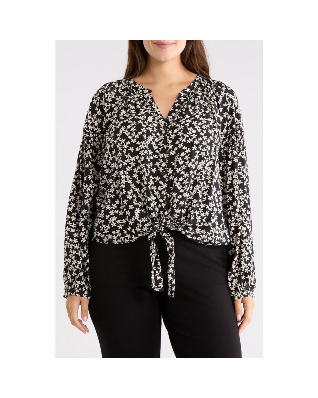 Sanctuary Black Tie Front Top