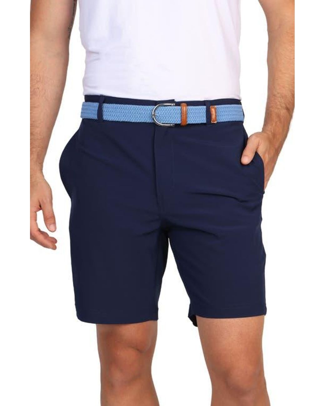 Tailorbyrd Blue Solid Performance Shorts for men