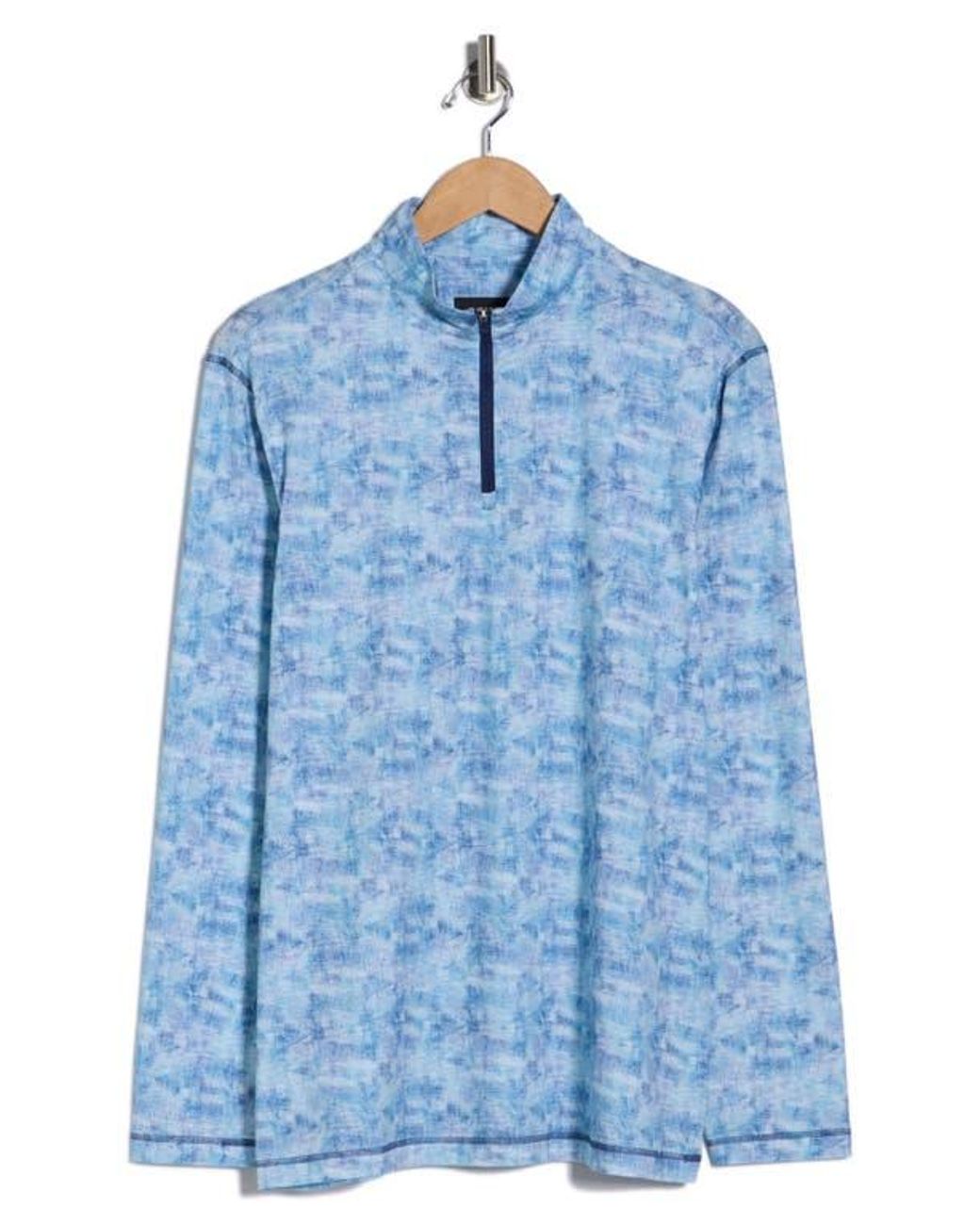 Bugatchi Blue Quarter Zip Performance Pullover for men