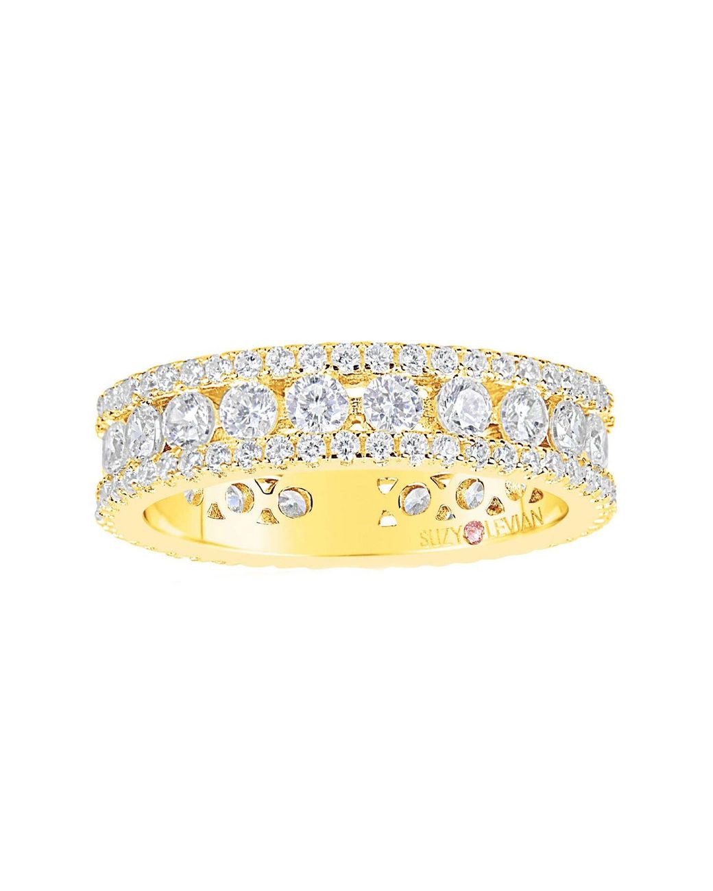 Suzy Levian 14k Gold Cz Modern Eternity Band in Yellow Lyst
