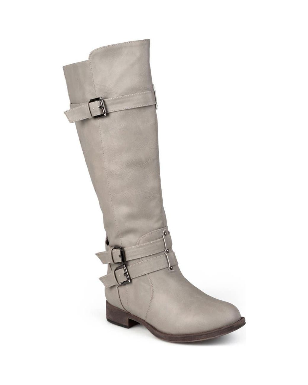 Journee Collection Gray Bite Ruched Riding Boot