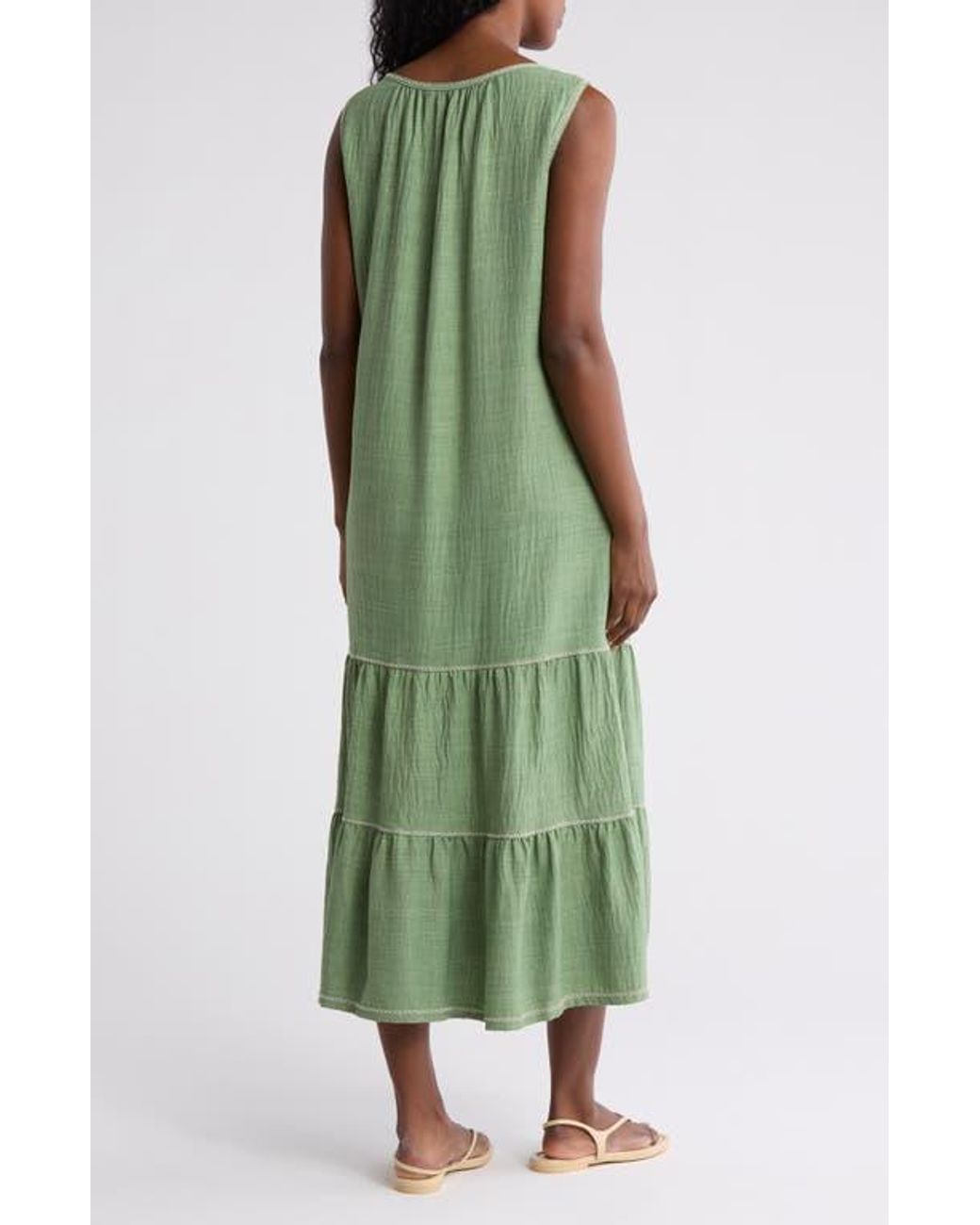 Max Studio Green Sleeveless Split Maxi Dress