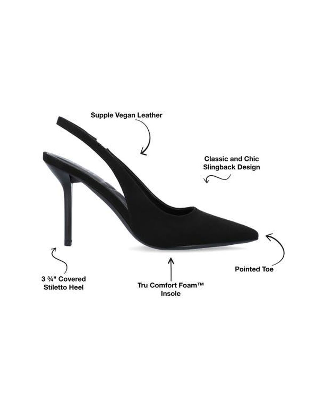 Journee Collection Black Elenney Slingback Pump