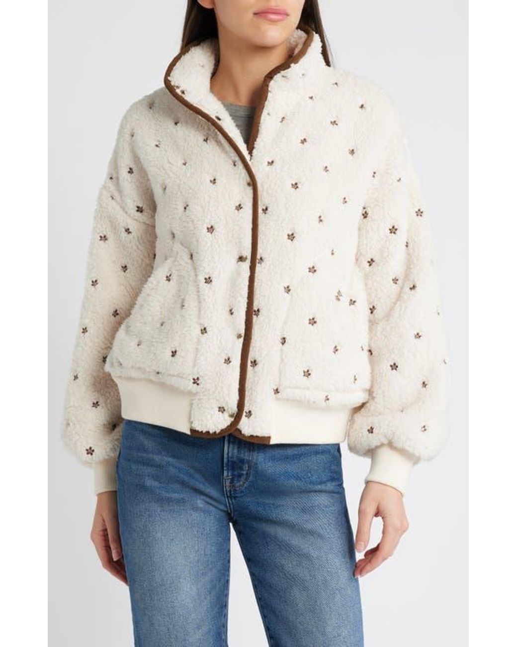 The Great The Blackbird Floral Embroidery High Pile Fleece Jacket