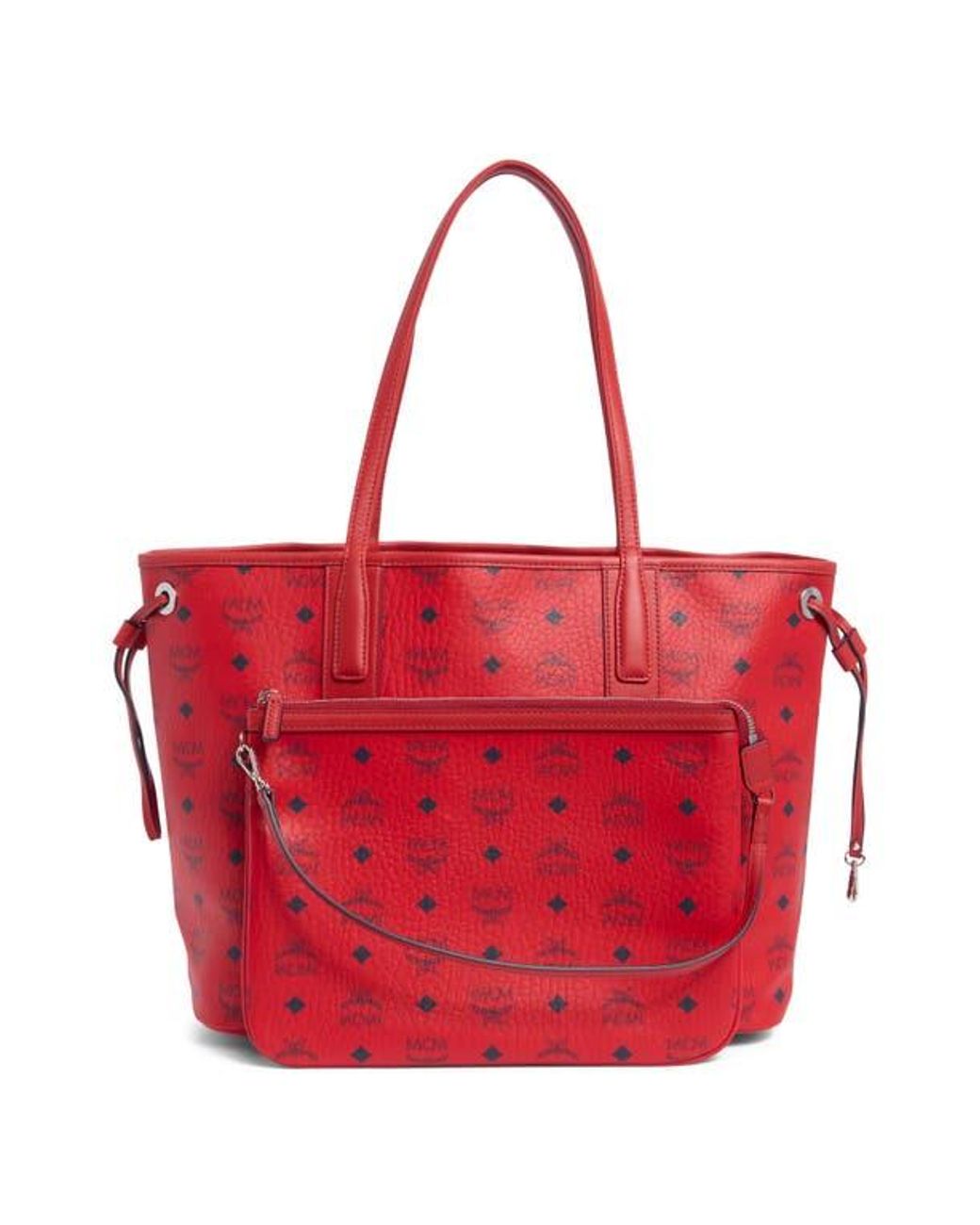 Red mcm shopper bag hotsell