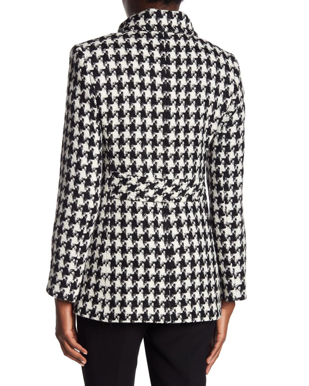 Sofia Cashmere Houndstooth Peacoat in 