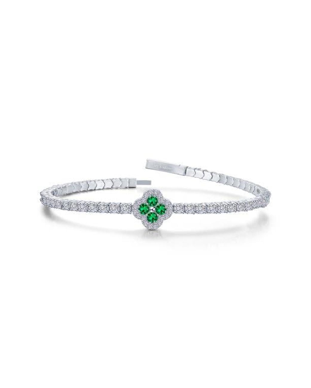Lafonn Green Simulated Clover Flexible Bangle