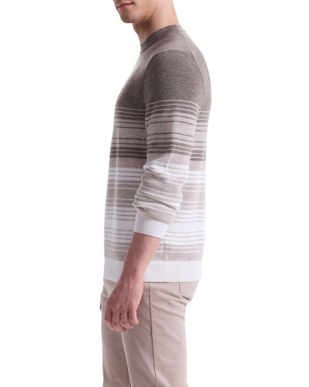 Bugatchi Purple Gradient Stripe Merino Wool Sweater for men