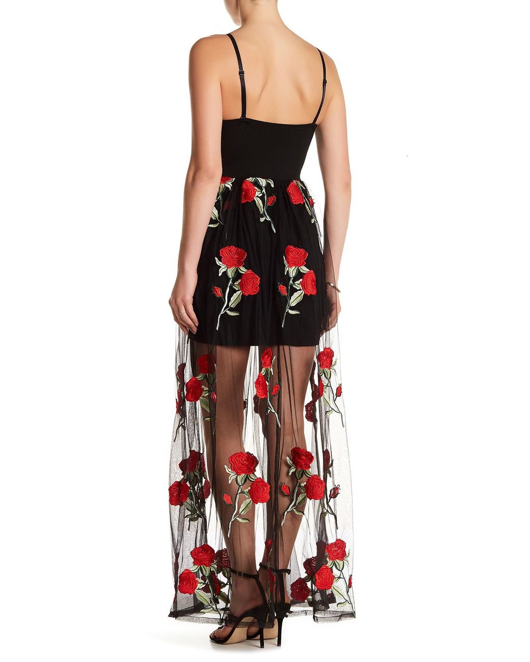 Gracia Synthetic Rose Embroidered Sheer 