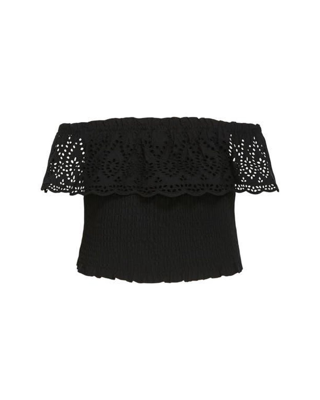 City Chic Black Jayde Eyelet Overlay Top